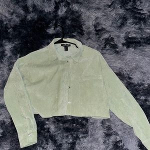 Corduroy Cropped Button-Up